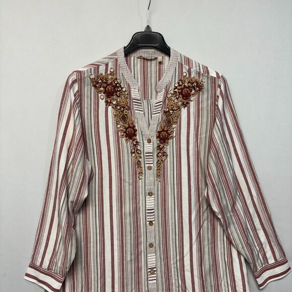 Soft Surroundings Blouse Top Button Shirt Size 2X Rayon Linen Blend D037 -13 - Picture 10 of 16